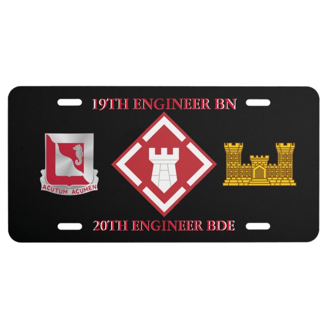 19TH ENGINEER BATTALION 20TH ENGINEER BRIGADE  LICENSE PLATE (Front)