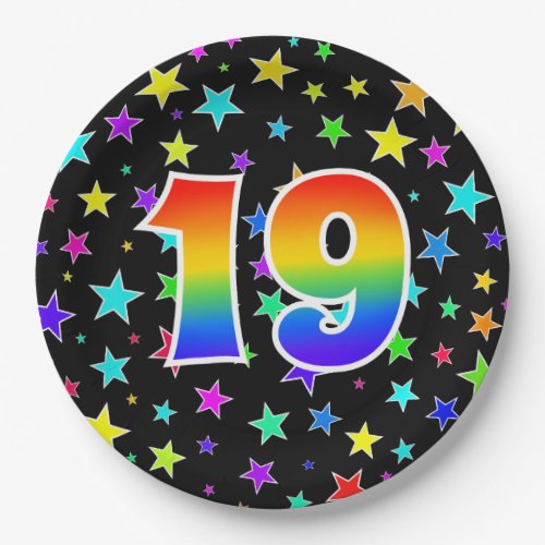 19th Event Bold Fun Colorful Rainbow 19 Paper Plates