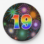 [ Thumbnail: 19th Event - Fun, Colorful, Bold, Rainbow 19 Paper Plates ]