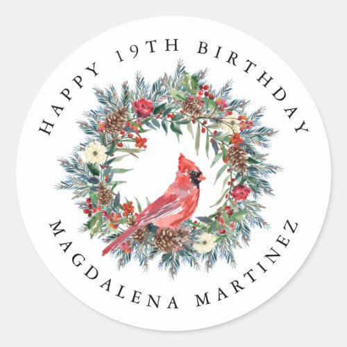 19th Happy Birthday Cardinal Wreath Custom