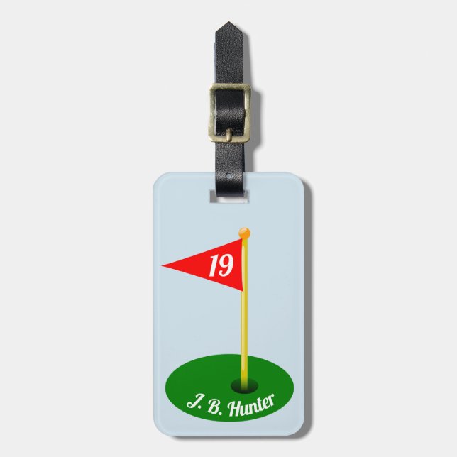 19th Hole and Your Name Luggage Tag (Front Vertical)