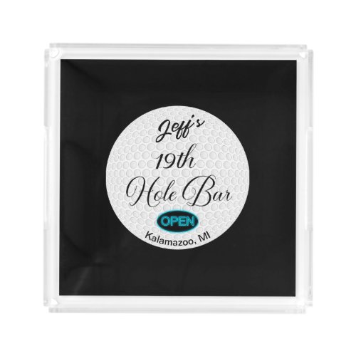 19th Hole Bar Personalized Golf Ball Design Bar Acrylic Tray