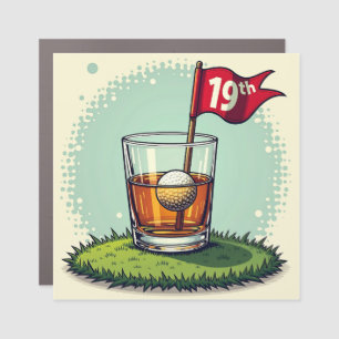 19th Hole Celebration: Golf and Whiskey Art Car Magnet