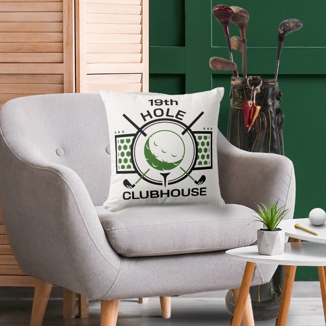 19th Hole Clubhouse Golf Throw Pillow (Creator Uploaded)