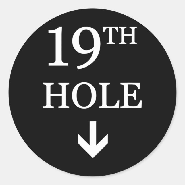 19th Hole Down Arrow Golf  Classic Round Sticker (Front)