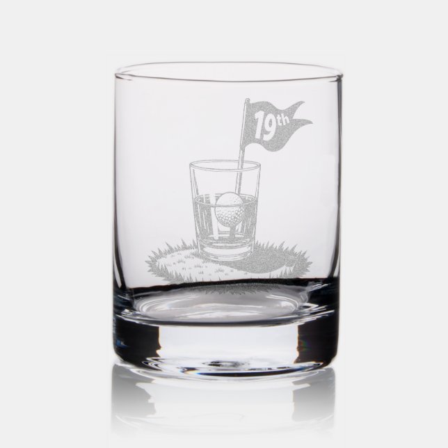 19th Hole Funny Golf-Themed Sports Gift Etched Rocks Glass (Glassware)