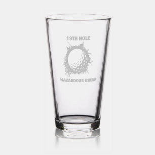19TH HOLE Hazardous Brew Funny Custom Golf Pint Glass