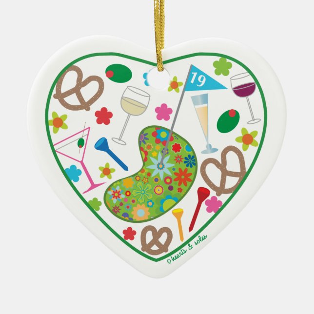 19th Hole Heart Ornament (Front)
