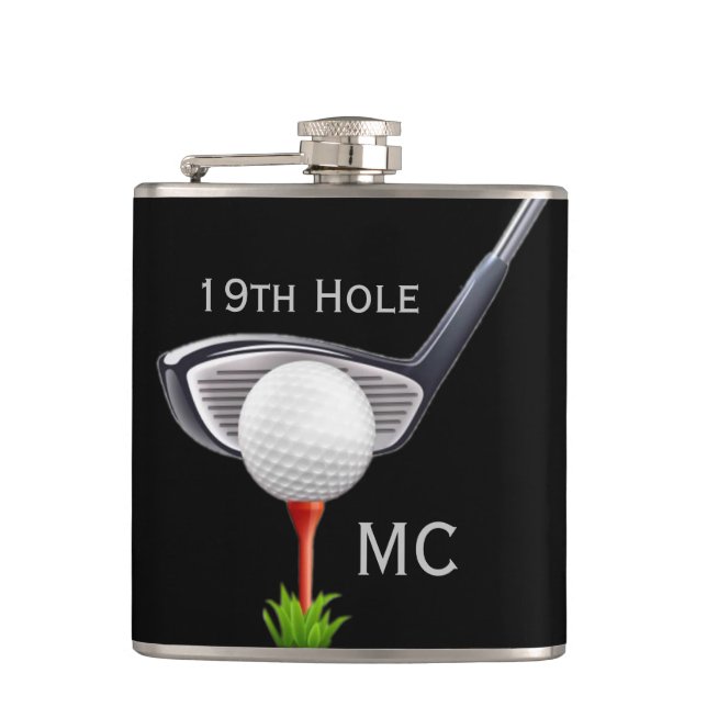 19th Hole Monogrammed Golfer Flask (Front)