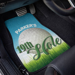 19th Hole Pro Golfer Golf Ball - Custom Name Car Floor Mat
