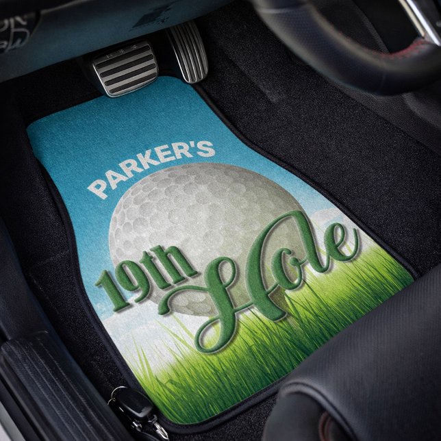 19th Hole Pro Golfer Golf Ball - Custom Name Car Floor Mat (Creator Uploaded)