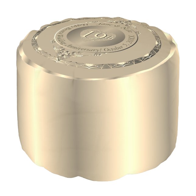 19th or 8th Bronze (Color) Anniversary Round Pouf (Angled Back)