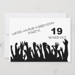 19th party invitation with cheering crowds
