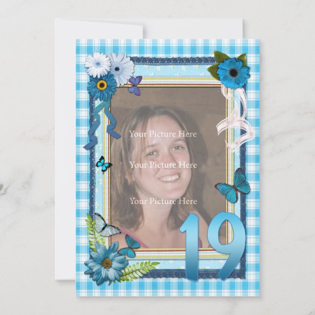 19th Photo birthday party invitation (Front)