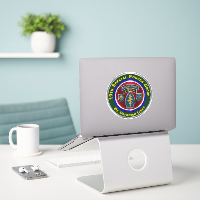 19th Scpecial Forces Group Airborne Sticker (Laptop On Desk)