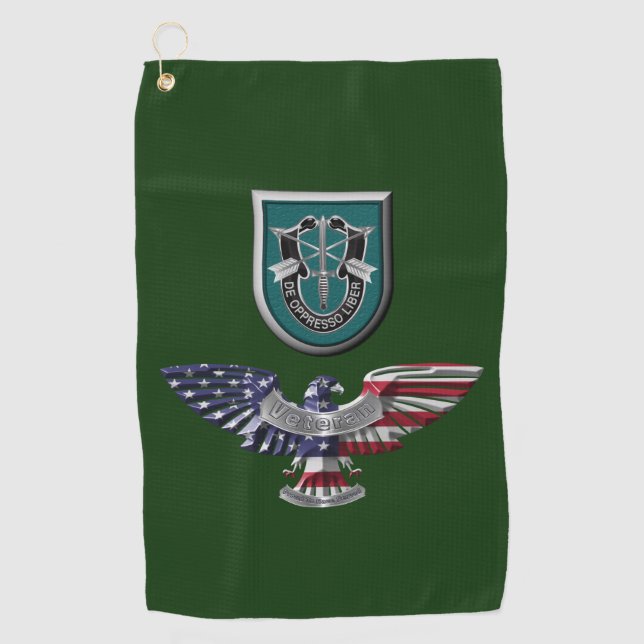 19th Special Forces Group (A) Veteran Eagle Golf Towel (Front)