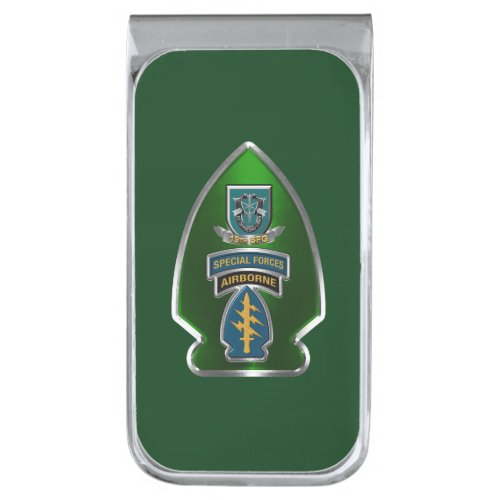 19th Special Forces Group Airborne  Silver Finish Money Clip