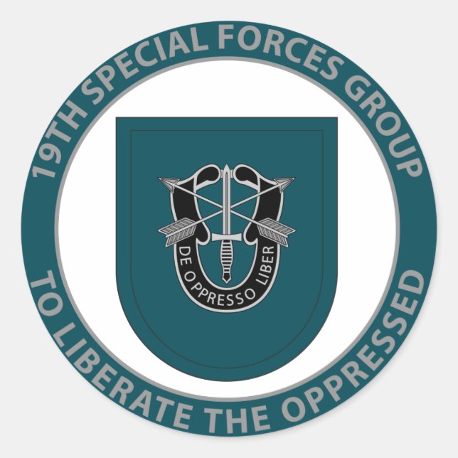 19th Special Forces Group Classic Round Sticker (Front)