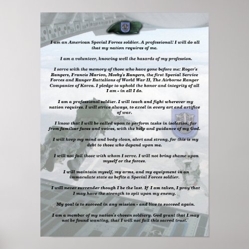 19th special forces group flash creed Print