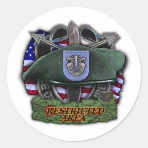 19th Special forces group Green Berets vets Sticke Classic Round Sticker