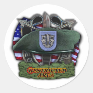 19th Special forces group Green Berets vets Sticke Classic Round Sticker