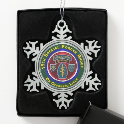 19th Special Forces Group Snowflake Pewter Christmas Ornament