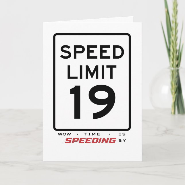 19th Speed Limit Birthday Card (Front)