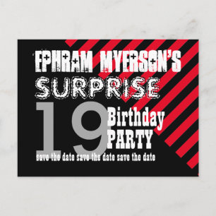 19th TEEN Surprise Birthday Save the Date A10 Announcement Postcard