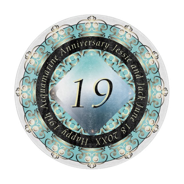 19th Wedding Acquamarine Cutting Board (Front)