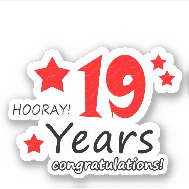 19th Wedding anniversary - 19 years Birthday Sticker (Front)