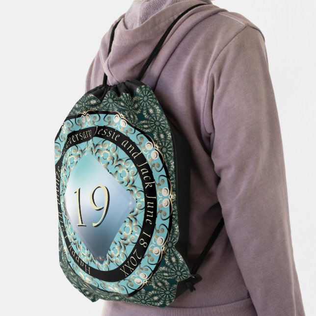 19th Wedding Anniversary Acquamarine Drawstring Bag (Insitu)