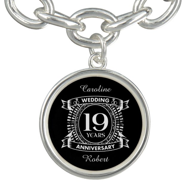 19TH wedding anniversary black and white Bracelet (Design)