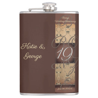 19th Wedding Anniversary Dark Bronze  Flask