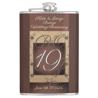 19th Wedding Anniversary Dark Bronze Flask