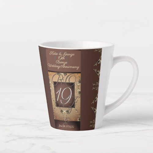 19th Wedding Anniversary Dark Bronze  Latte Mug