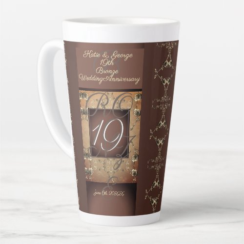 19th Wedding Anniversary Dark Bronze  Latte Mug