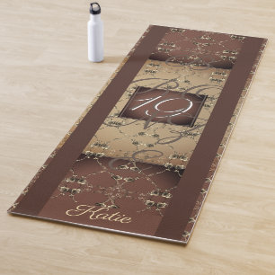 19th Wedding Anniversary Dark Bronze Monogram Yoga Mat