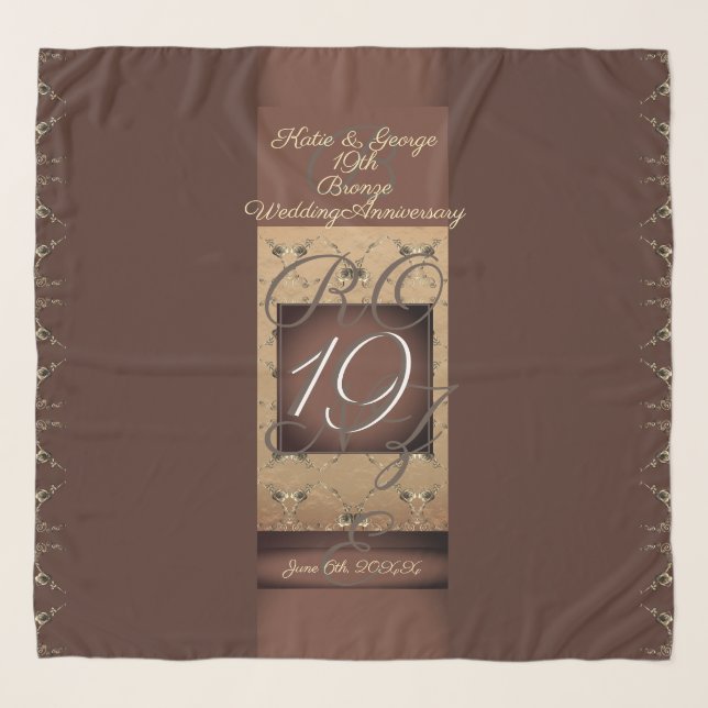 19th Wedding Anniversary Dark Bronze    Scarf (Front)