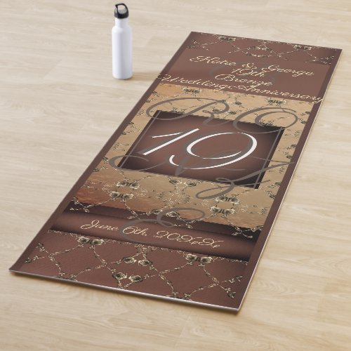 19th Wedding Anniversary Dark Bronze  Yoga Mat