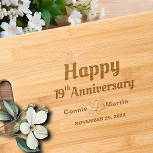 19th Wedding Anniversary Elegant Engraved Cutting Board