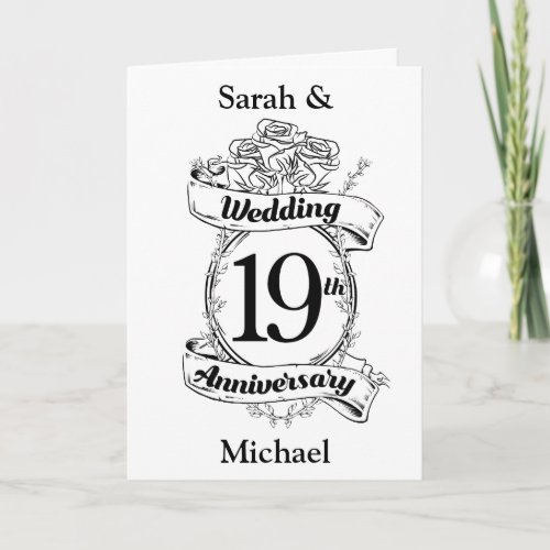 19th Wedding Anniversary Flowers Card