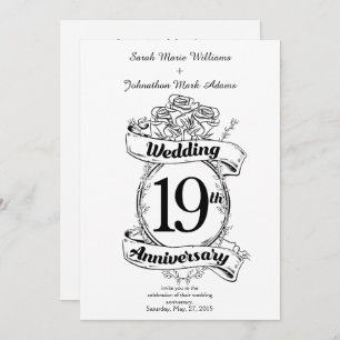 19th Wedding Anniversary Flowers Invitation