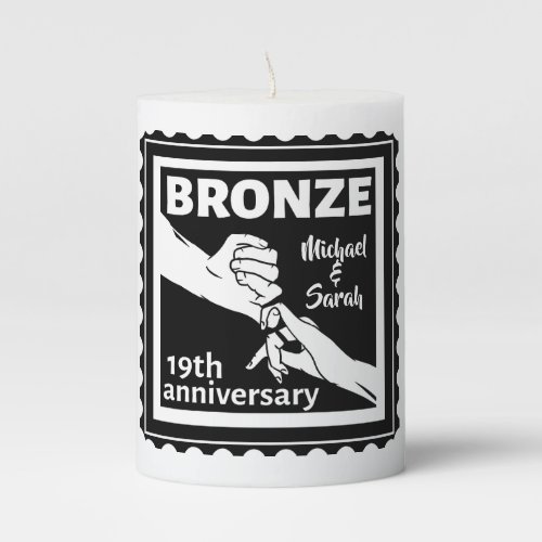 19th wedding anniversary holding hands pillar candle