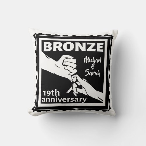 19th wedding anniversary holding hands throw pillow