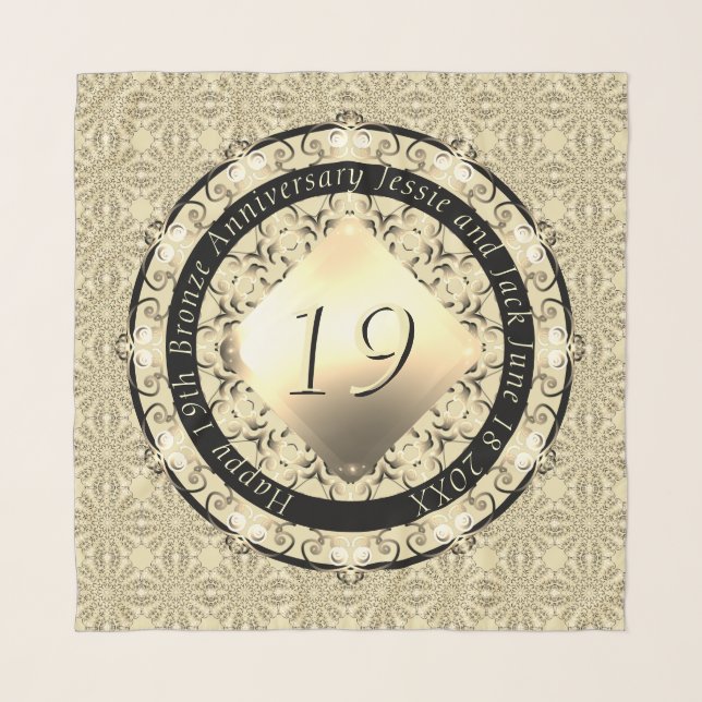 19th Wedding Anniversary Light Bronze  Scarf (Front)