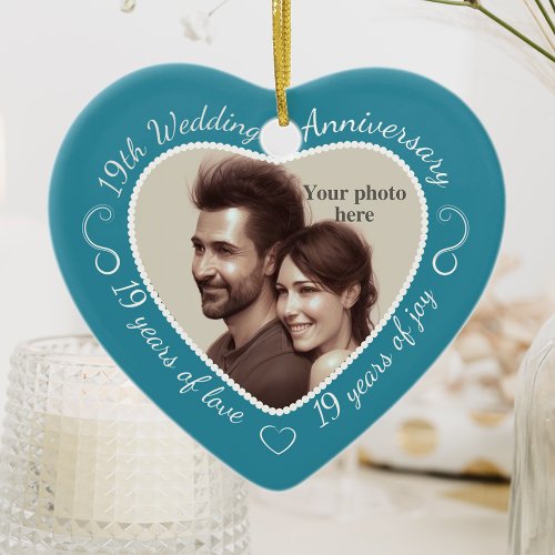 19th Wedding Anniversary Photo Ceramic Ornament