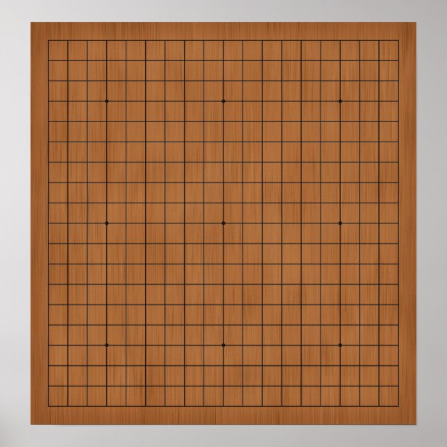 19X19 Goban Brown Wood Customizable Background Poster (Front)