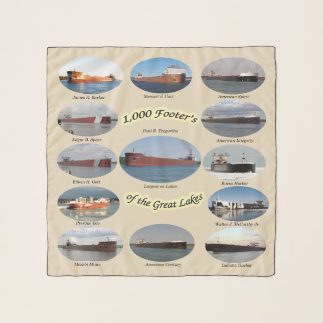 1,000 foot freighters on the Great Lakes scarf (Front)