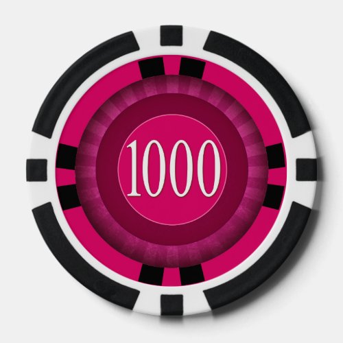 1000 Home Tournament Classic fuschia black Poker Chips