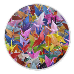 1,000 Origami Paper Cranes Photo Ceramic Knob